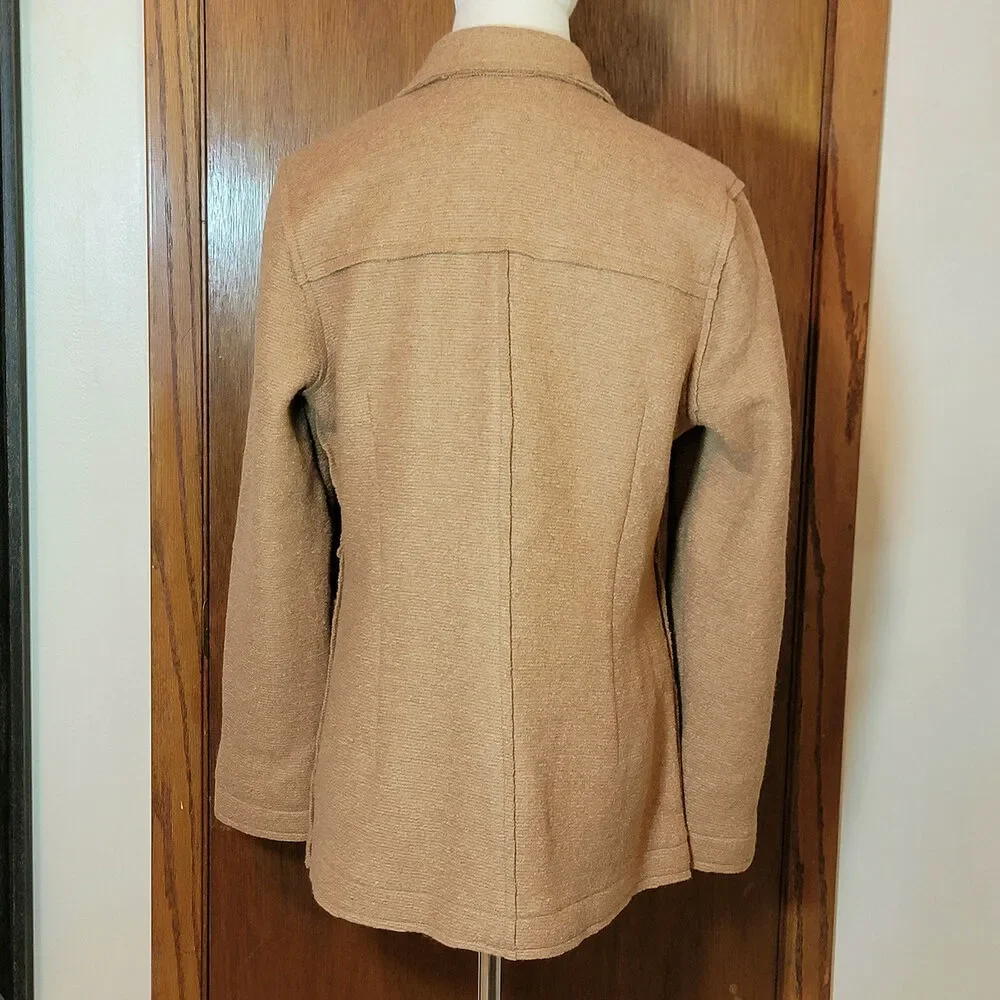 Chico's Wool Blend Tailored Blazer Jacket Button Front Camel Tan Size 1 Medium - Picture 10 of 14